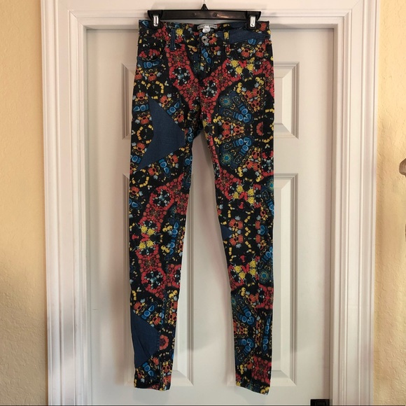 Alice & Olivia Colorful Print Skinny Jeans - Picture 1 of 5